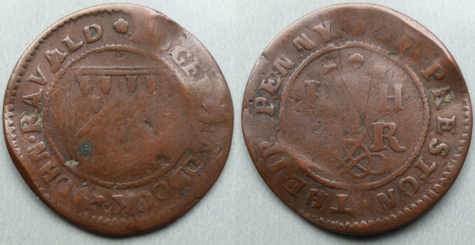 Preston, Roger Haddock & john Ravald penny token Preston, Roger Haddock & john Ravald penny token